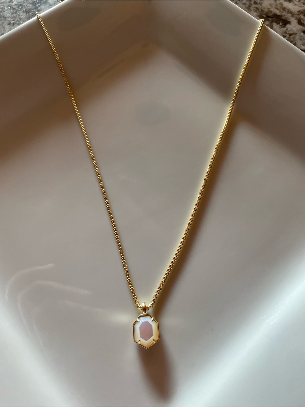Kendra Scott Gold Necklace with Pale Pink Pendant